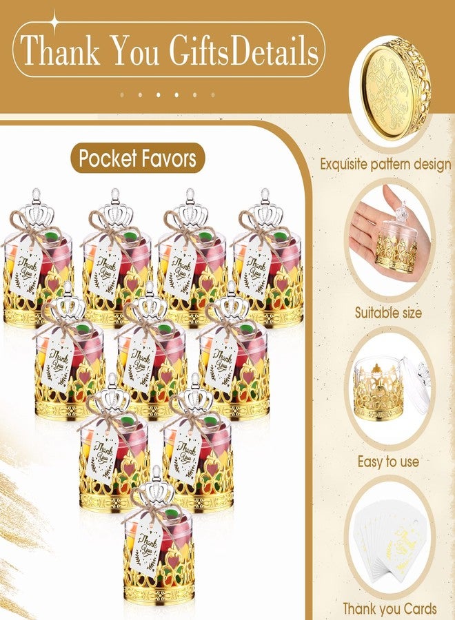 Jingmore 60 Sets Mini Crown Candy Boxes with Thank You Tags and Twine Plastic Candy Containers Storage Boxes Decorative for Wedding Baby Shower Party Princess Birthday Supplies (Gold) - Image 3